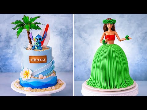 LILO & STITCH - Lilo Hula Dancing Barbie Doll Cake + Beach Themed Stitch Cake