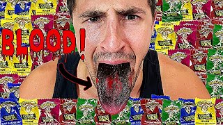 Eating WARHEADS Until My Mouth BLEEDS Challenge | Bodybuilder VS Extreme Sour Candy Experiment