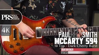 Video thumbnail for PRS McCarty 594 Flamed Maple 10 Top with Dark Cherry Burst by Heartbreaker Guitars