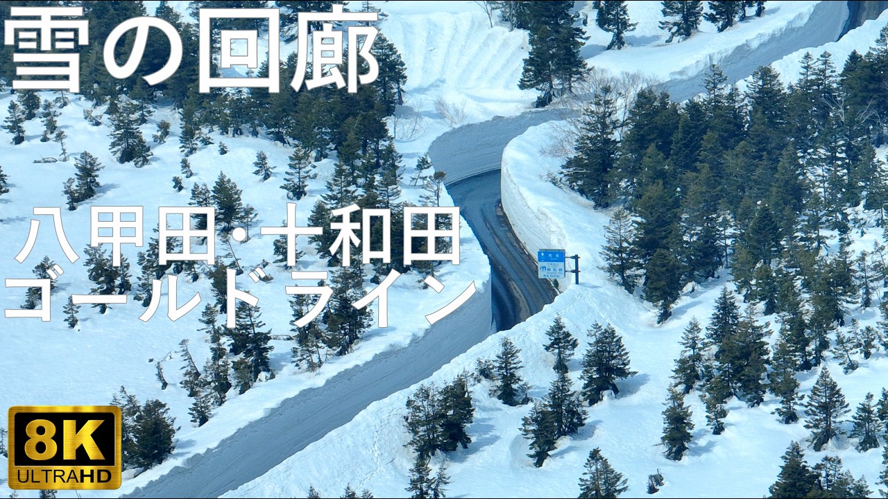 【八甲田･十和田ゴールドライン】巨大な雪壁 酸ヶ湯温泉～谷地温泉付近【青森県青森市-十和田市】8K 空撮あり