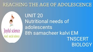 Unit 20. Nutritional needs of adolescence.  Reaching the age of adolescence.