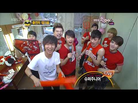 [HD] 100611 Music Bank Super Junior in waiting room