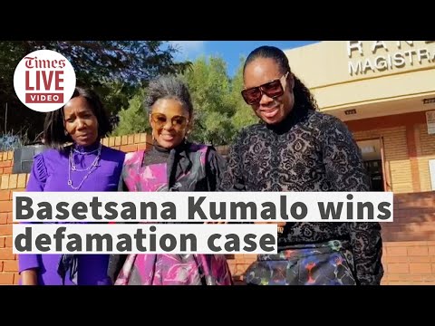 Basetsana Kumalo speaks outside court after defamation victory