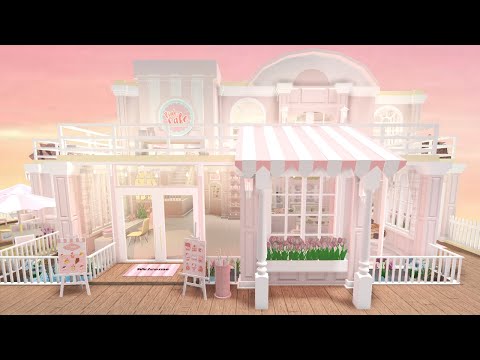 Bloxburg : Pink Cafe Tour & Speedbuild (Part 1/2)