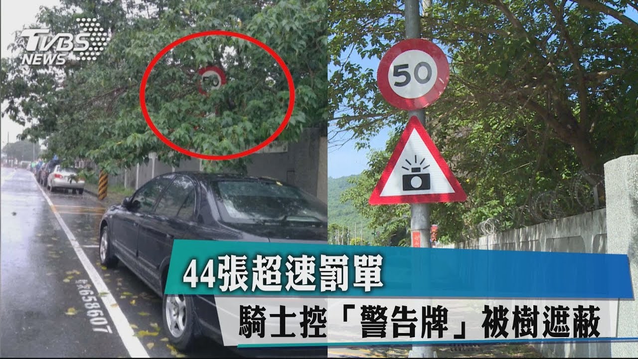 44張超速罰單 騎士控「警告牌」被樹遮蔽
