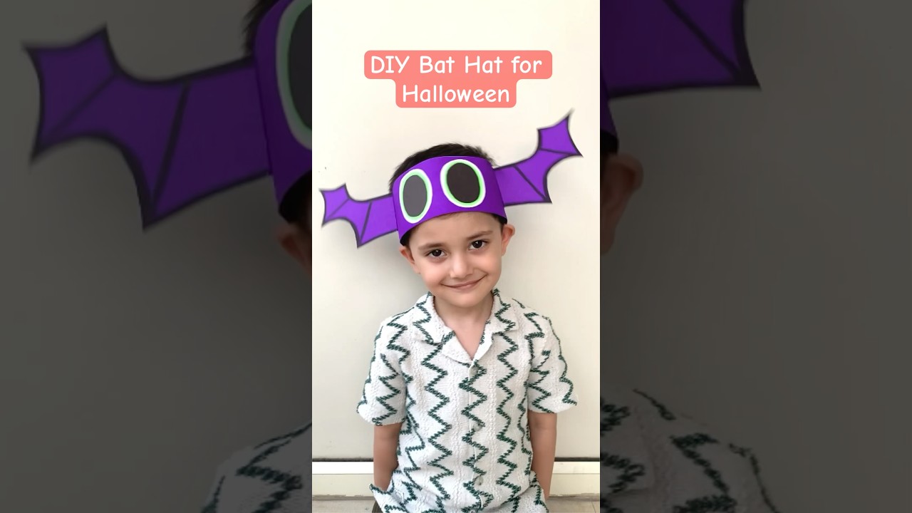 Easy DIY Bat Hat for Halloween #kids #youtubeshorts #papercraft #craftchutney2 #howto #halloween