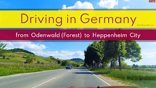 Driving in Germany - through Odenwald (Forest) to Heppenheim city //  