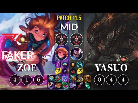 T1 Faker Zoe vs Yasuo Mid - KR Patch 11.5