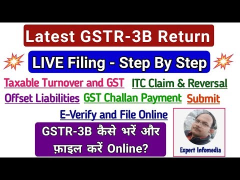 Latest GSTR 3B Return LIVE Filing Hindi: Step By Step-ITC Offset Liabilities Challan Payment Everify