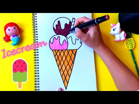 Ζωγραφίζω Βήμα Βήμα ένα Παγωτό🍧/ Νηπιαγωγείο - Δημοτικό /How to draw Icecream /Step by Step