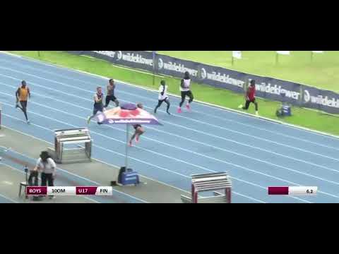 Enrique Bruyns from Hoërskool Tuine breaks the record in the 100m for boys u .7 at the D-bond 2026