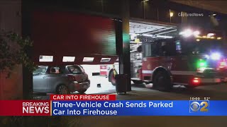 Chain-Reaction Crash Sends Car Slamming Into Firehouse Door In Portage Park