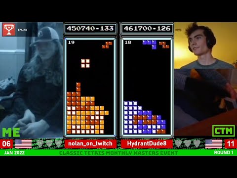 MASTERS Rd 1: TAPPER Nolan vs. ROLLER HydrantDude – Classic Tetris Monthly January 2022 [5/15]