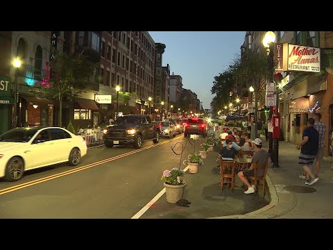 Here's what outdoor dining looks like in Boston's North End on a Friday night