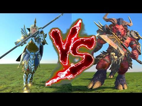 Imrik VS Minotaurs of Khorne. Total War Warhammer 3