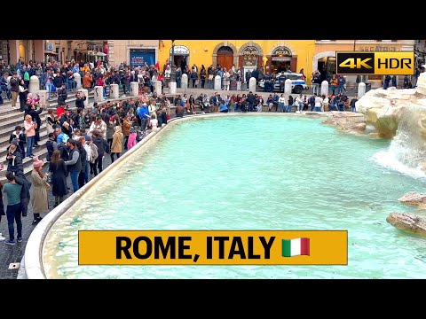Roma, Itália 🇮🇹 Caminhada - Fonte de Trevi em Roma (Fontana di Trevi) [4K-HDR]