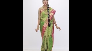 parrot green with pink border bridal saree 5415 @kanjivaramsilks.com