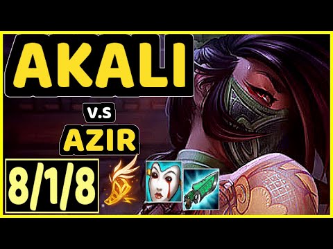 GREVTHAR (AKALI) vs AZIR - 8/1/8 KDA MID CHALLENGER GAMEPLAY - BR