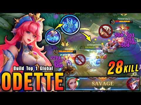 28 Kills + SAVAGE!! Odette with Winter Crown Auto SAVAGE!! - Build Top 1 Global Odette ~ MLBB