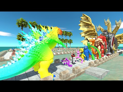 Gojira Colourful vs Ghidorah COCONUT DEATH RUN - Animal Revolt Battle Simulator