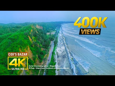 Cox's Bazar Sea Beach,Longest Beach in The Asia 4K Drone Footage I Drone Media Bangladesh