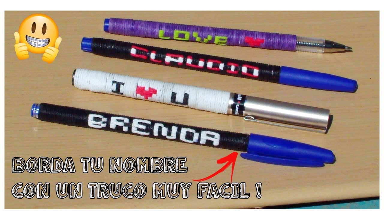 COMO PONERLE NOMBRE A TU LAPICERA con hilo Fácil ✍️ Personaliza tus plumas! 😁