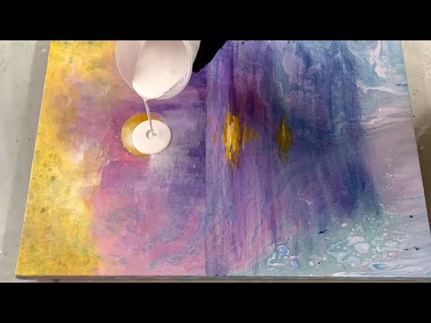 Acrylic pour blow out w/painted background, Acrylic pour for beginners, Abstract pour painting, ASMR