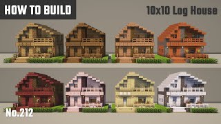 マイクラ建築：単一種類の木で作るサバイバル拠点用の木の家の作り方。10x10ブロックで簡単に。No.212【Minecraft】