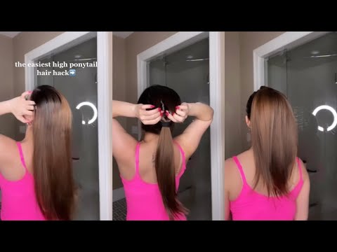THE EASIEST HIGH PONYTAIL HACK #HAIRSTYLES #PONYTAIL #HAIR #SHORTS