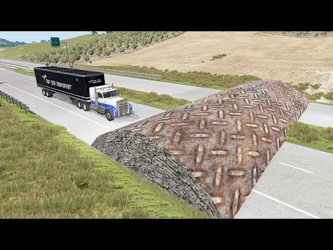 Cars vs Huge Giant Speed Bump BeamNG.Drive