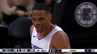 Russell Westbrook blocks Chris Paul and makes him embarrassed to the delight of the whole arena