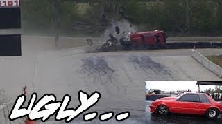TURBO MUSTANG THROTTLE GOT STUCK AND IT FLIPPED OVER AND GOT REAL! DRIVER WAS OK