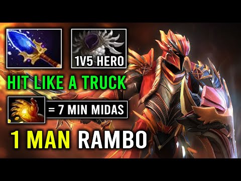 WTF First Item 7Min Midas 1 Man Rambo Solo Mid Dragon Knight 1v5 Hit Like a Truck Dota 2
