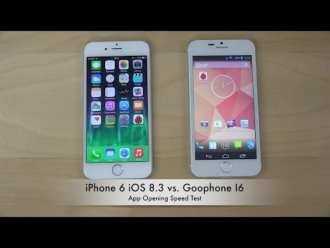 iPhone 6 iOS 8.3 vs. Goophone I6 - App Opening Speed Test (4K)
