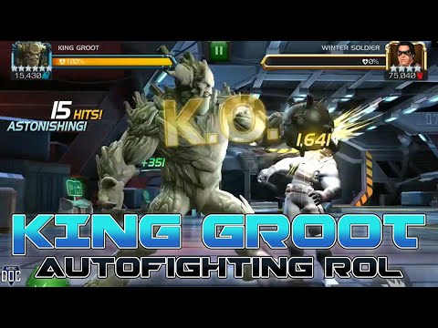 [MCOC] King Groot at 6 Star Rank 3 Max Sig Autofights RoL Winter Soldier and ends on FULL HEALTH!