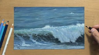 Colored Pencil Drawing of Waves