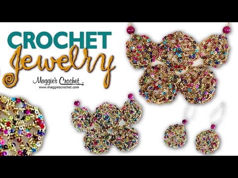 Enchant Yarn Motif Earrings & Necklace Free Crochet Pattern - Left Handed