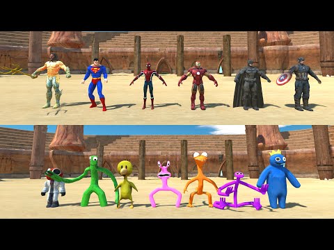 Marvel & DC Comics vs Team Rainbow Friends - Animal Revolt Battle Simulator