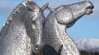 preview picture of video 'Winter Kelpies Horse Sculptures Forth And Clyde Canal Falkirk Scotland'
