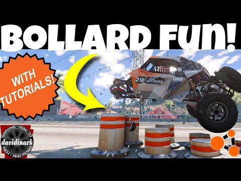 BeamNG Drive - Bollards! 5 Fun BOLLARD Tricks - How to play beamng drive