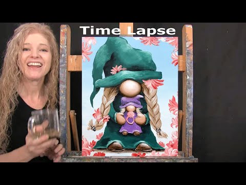 TIME LAPSE - Learn How to Paint "MOM AND BABY GNOME" with Acrylic - Fun Easy Step by Step Painting