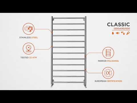 Водяной полотенцесушитель Mario Классик 1.1.0111.01.P (4820111350032, 1200x630, хром/сатин/белый глянец/черный матовый/золото/бронза)