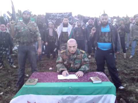 بيان انشقاق العقيد خالد محمد الحبوس في غباغب في محافظة درعا بتأمين من كتيبة ابن تيمية