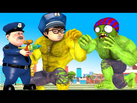 NickHulk Brave Police vs Giant Zombie Saves Child Nick and Papa - Scary Teacher 3D Happy ending