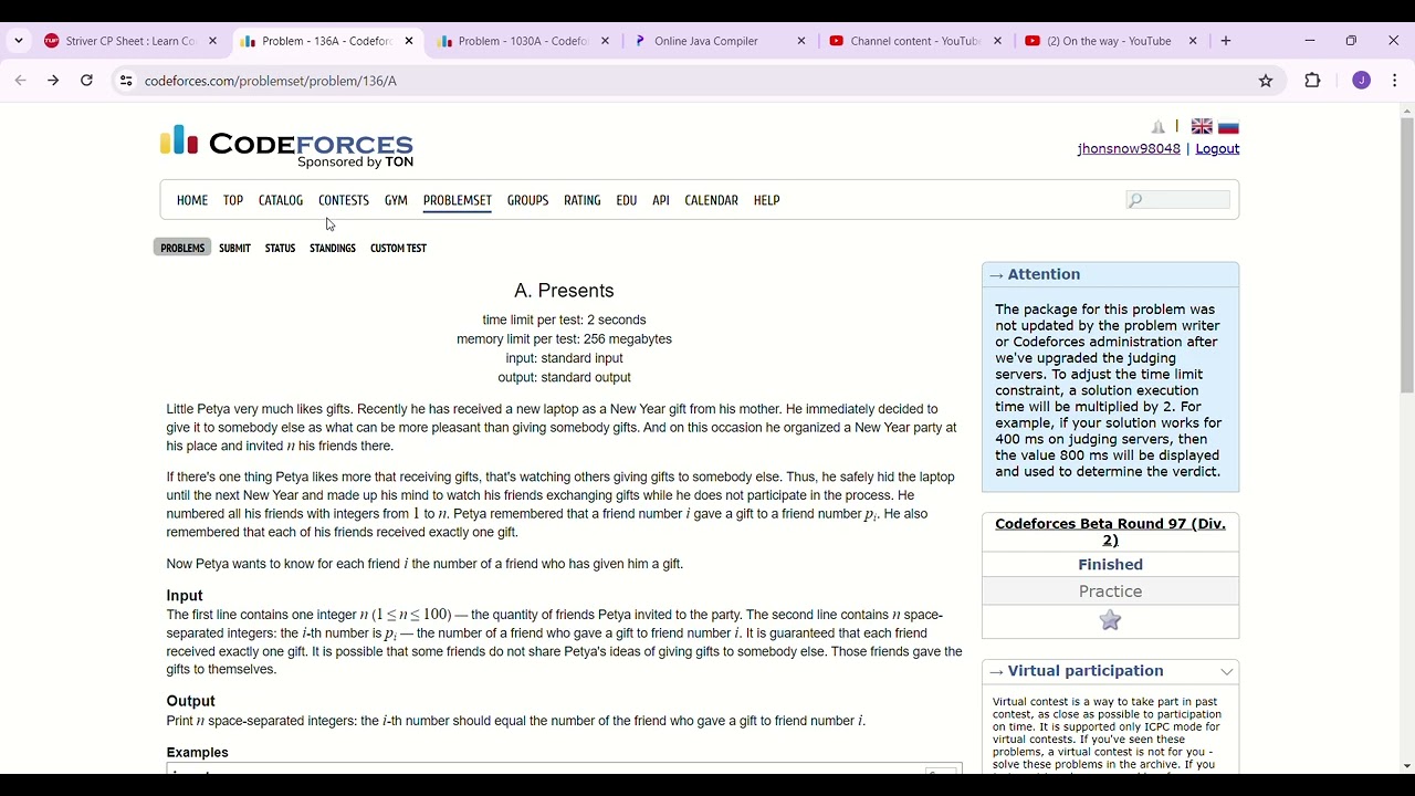 Problem|10|Presents| 136A   Codeforces | java solution Explained