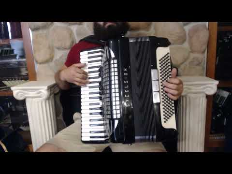 5457 - Black Excelsior 14 Cosmopolitan Piano Accordion LMMH 41 120 $2499