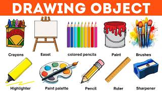 Drawing Objects | Learn Drawing Objects Names in English | Drawing Tools | English Vocabulary
