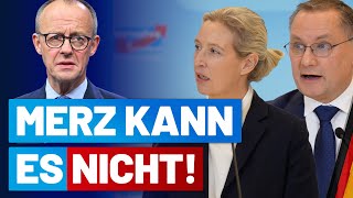 Merz can't do it! Press release with Alice Weidel & Tino Chrupalla - AfD parliamentary group in t...