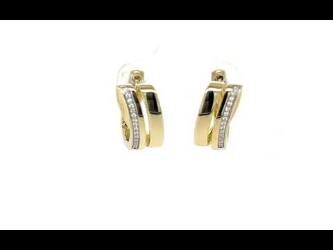 9ct Yellow Gold Brilliant Cut Diamond 2 Strand Curved Huggie Earrings -05530757 | Johnsons Jewellers