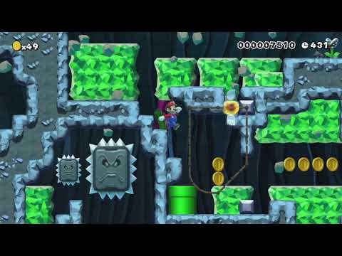 Thwomps Mine the Emerald Geode by Yuurg - Super Mario Maker - No Commentary 1bk